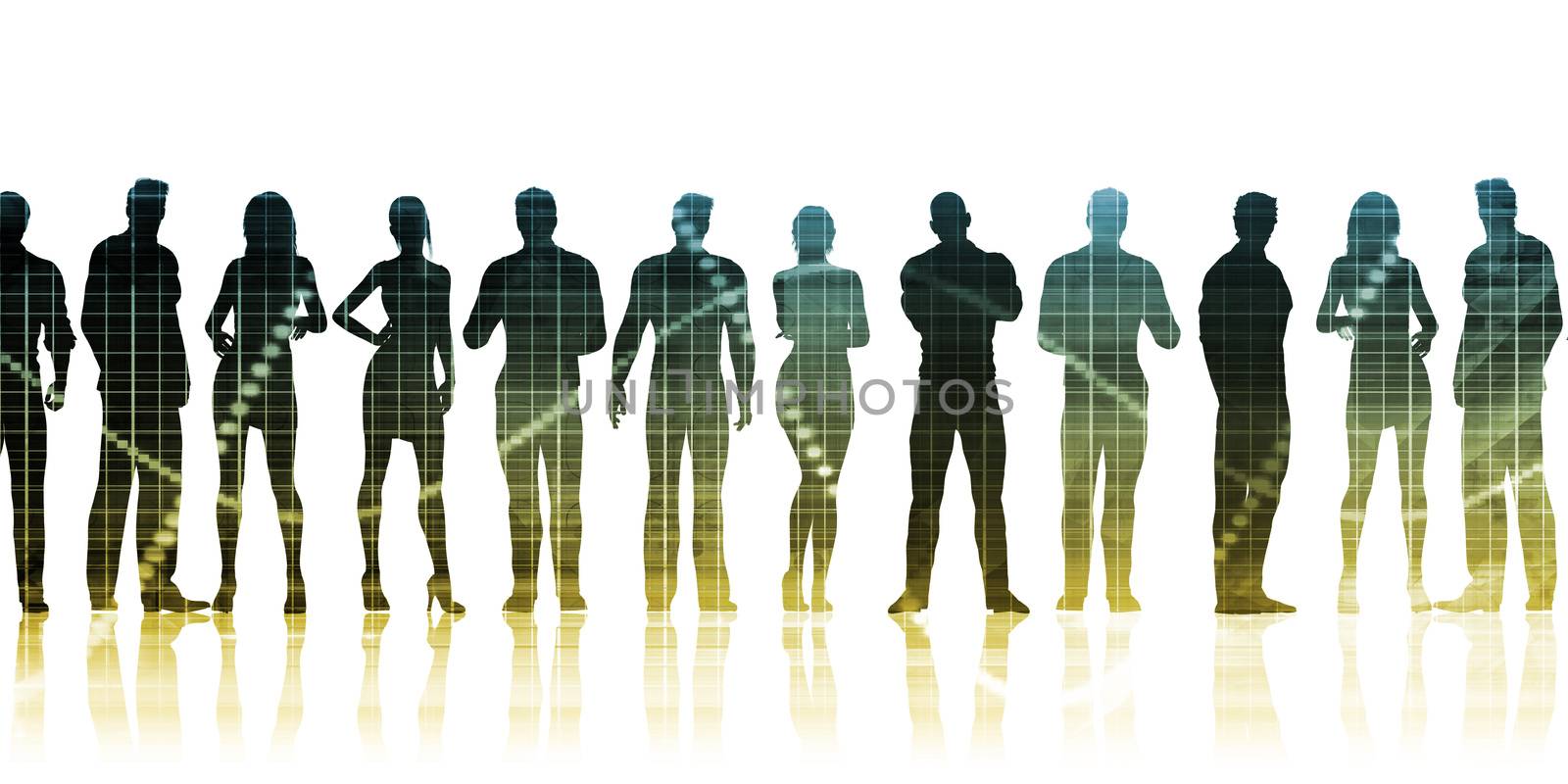 Business Team Standing in a Row Business Concept