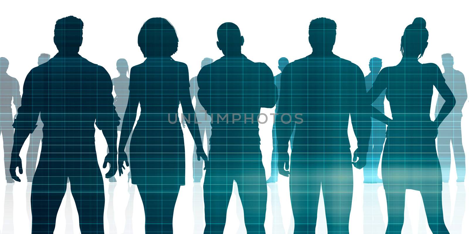 Confident Business Team Looking at You Silhouette