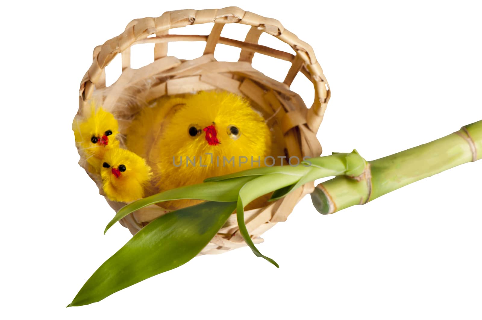 Easter decorations with chicks, bunnies and eggs