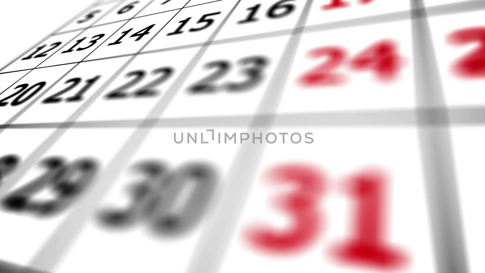End of a month. 31st date on a calendar. Shallow depth of field.