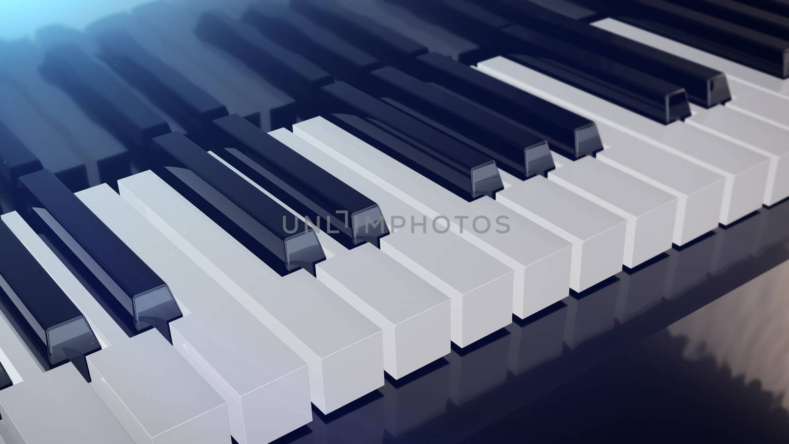 3d rendering of a Grand piano keyboard. Classic or Jazz Music concept.