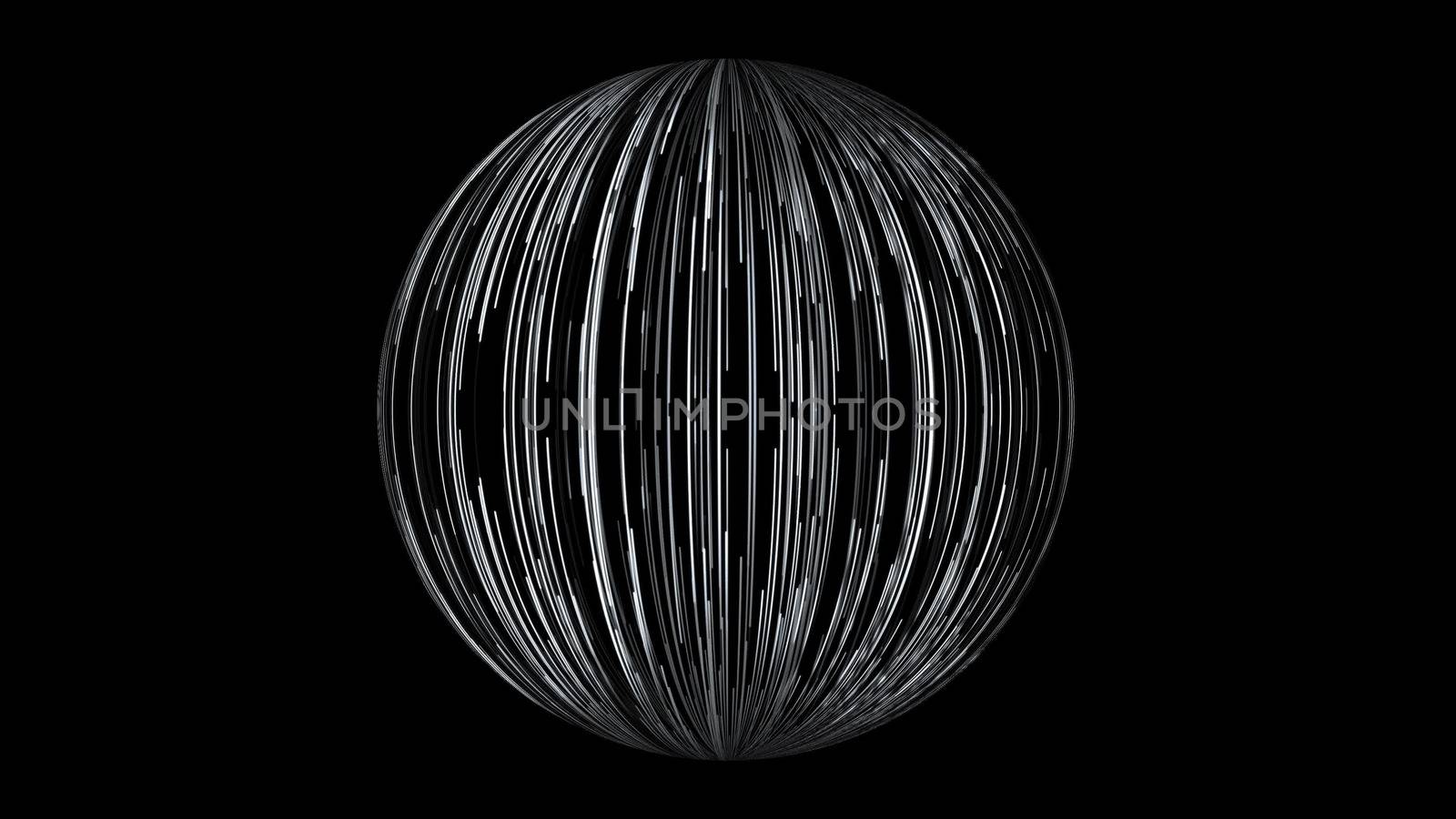 Abstract background with a sphere formed from the lines. 3d rendering