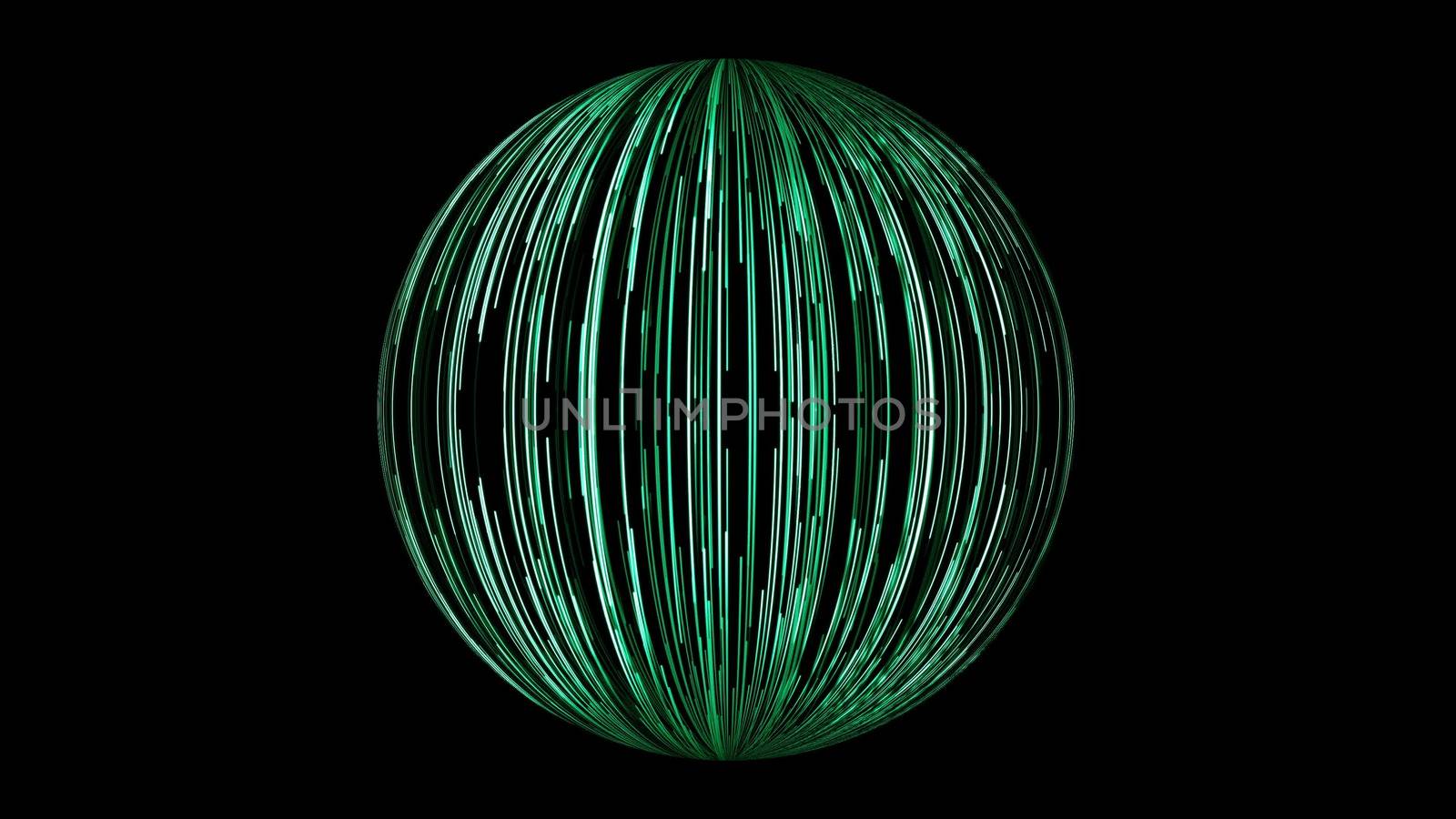 Abstract background with a sphere formed from the lines. 3d rendering