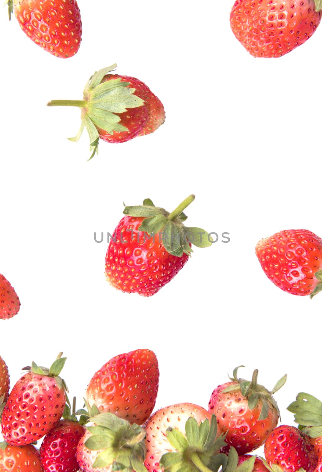 Strawberry with leaves isolated on a white background.