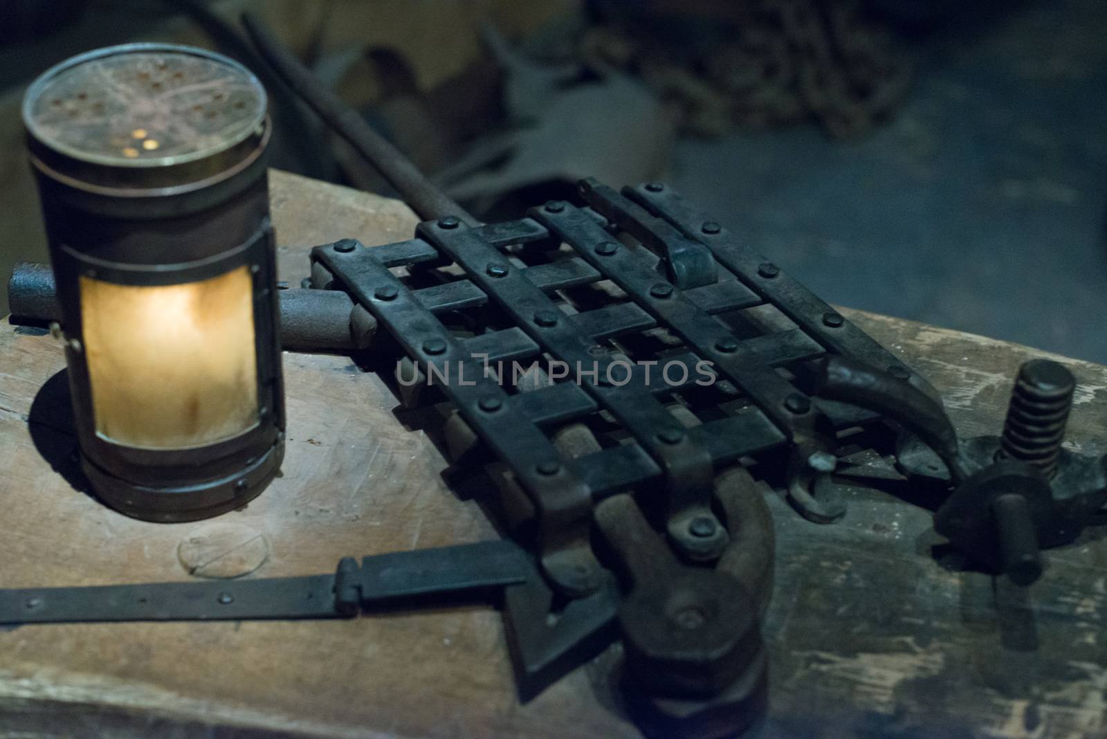 Instruments of torture from the Inquisition, detail of objects to torture, pain and physical damage by krknvkz