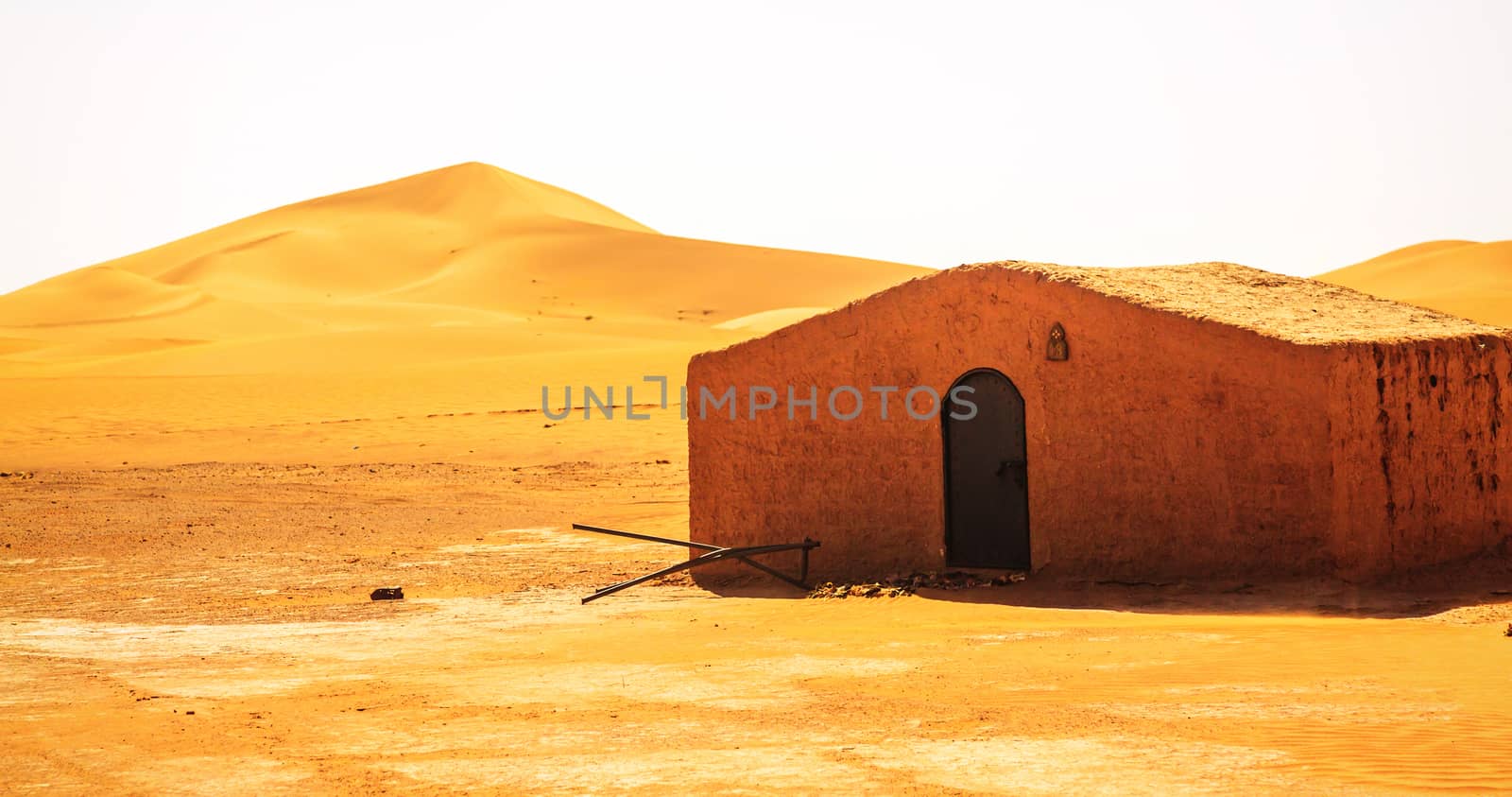Bedouin Berber nomad tent in the desert Morocco - panoramic view