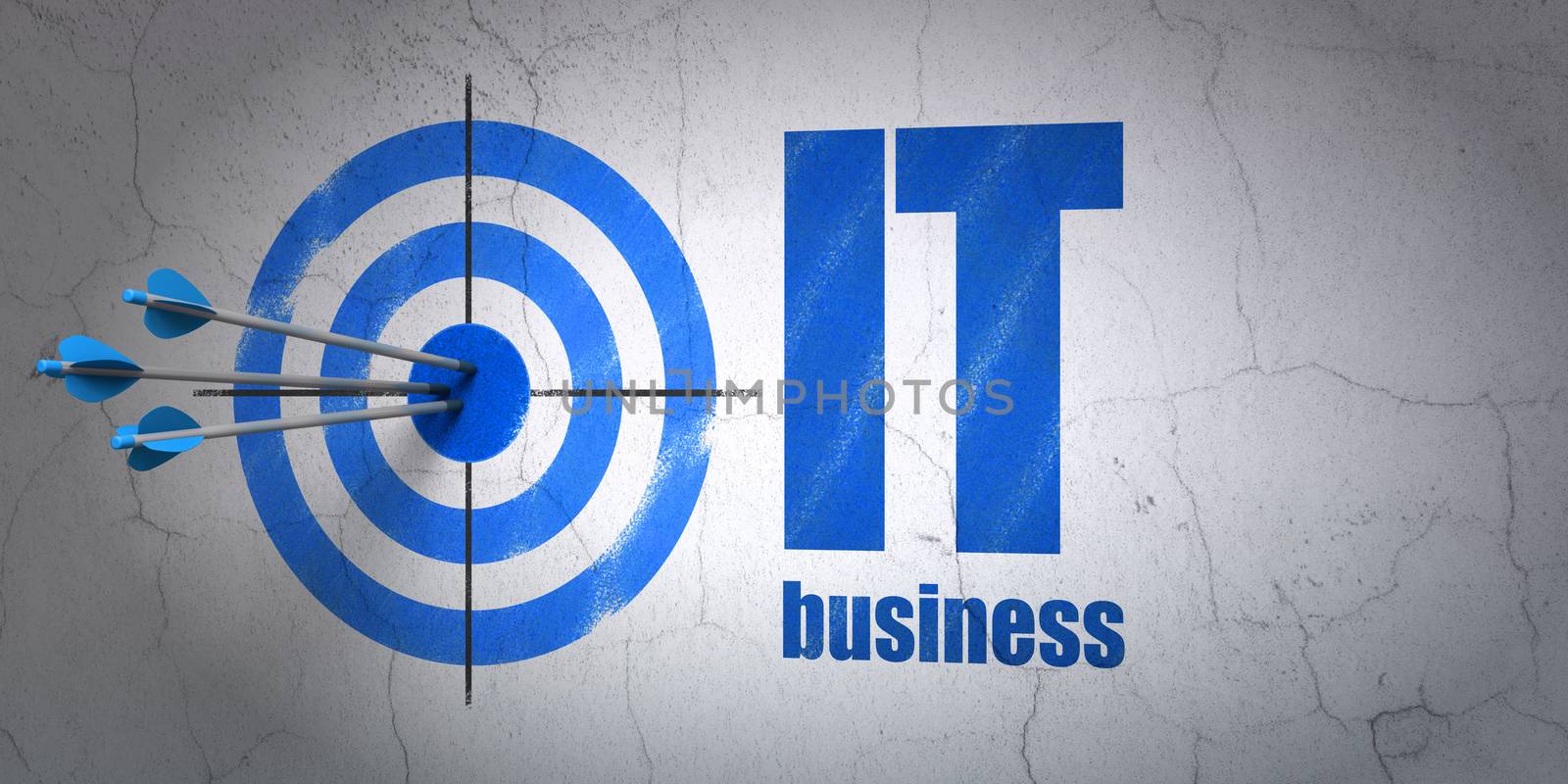 Business concept: target and IT Business on wall background by maxkabakov