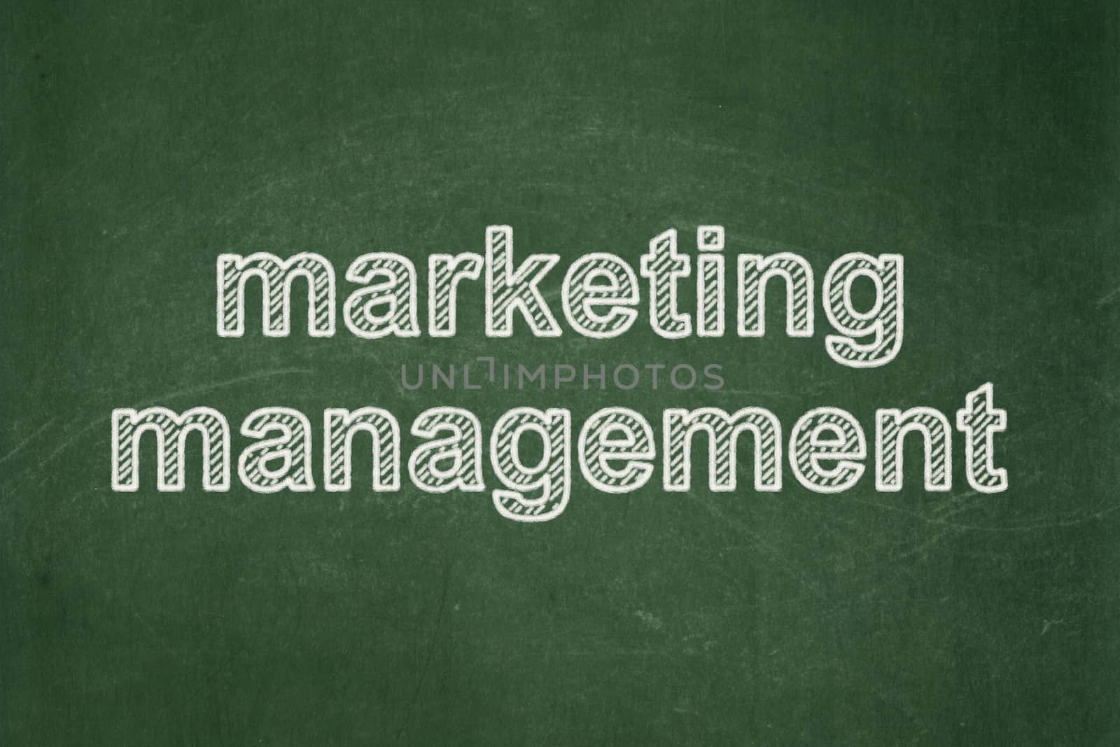 Marketing concept: text Marketing Management on Green chalkboard background