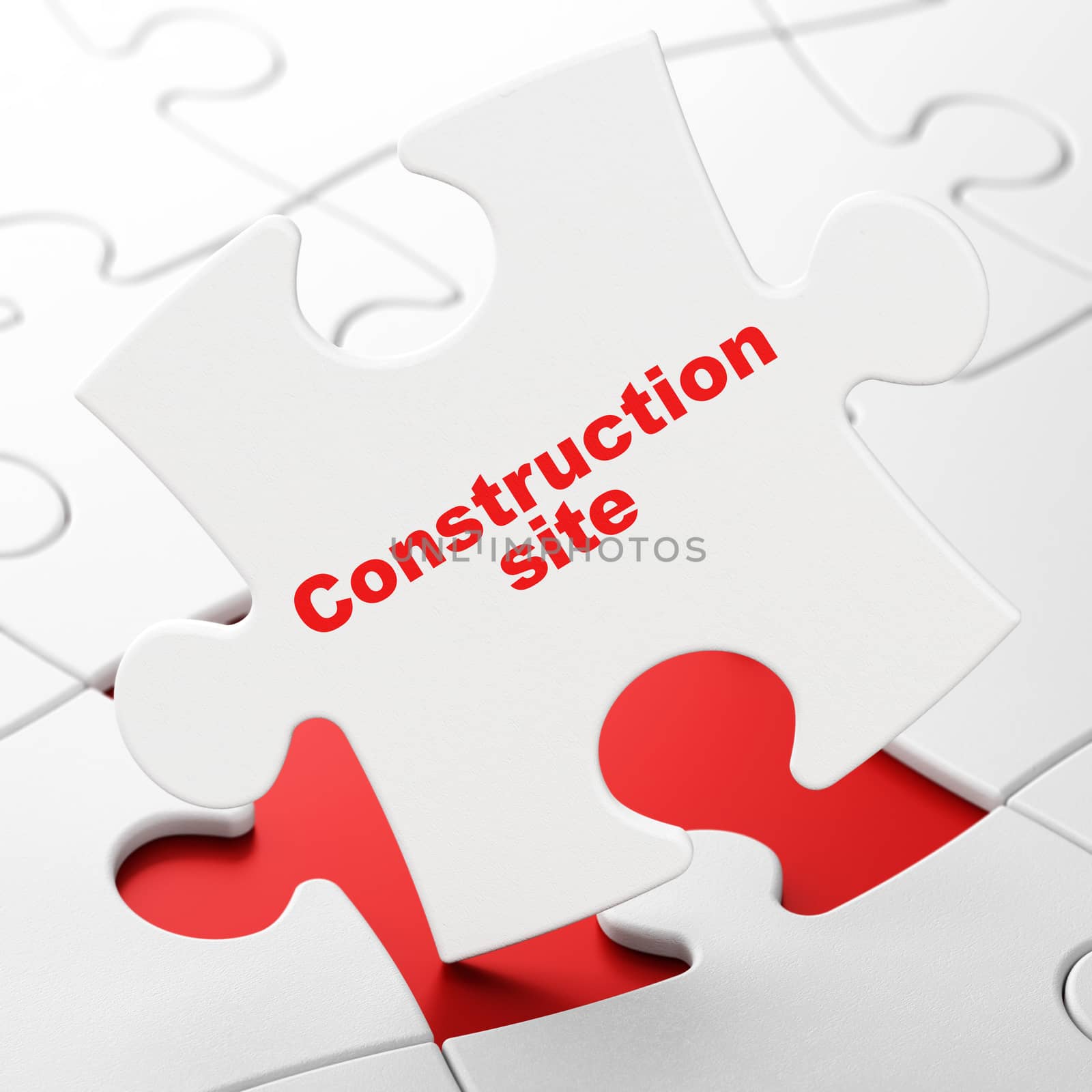 Constructing concept: Construction Site on puzzle background by maxkabakov