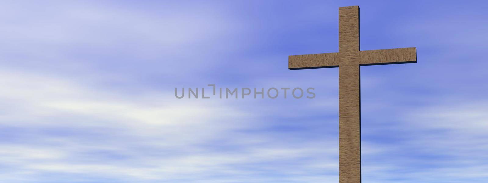 cross on clouds background and sky