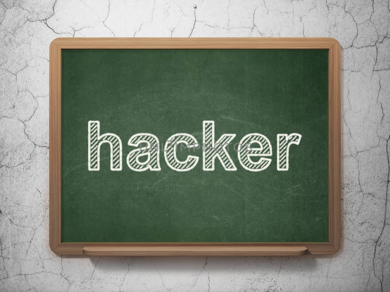 Protection concept: Hacker on chalkboard background by maxkabakov