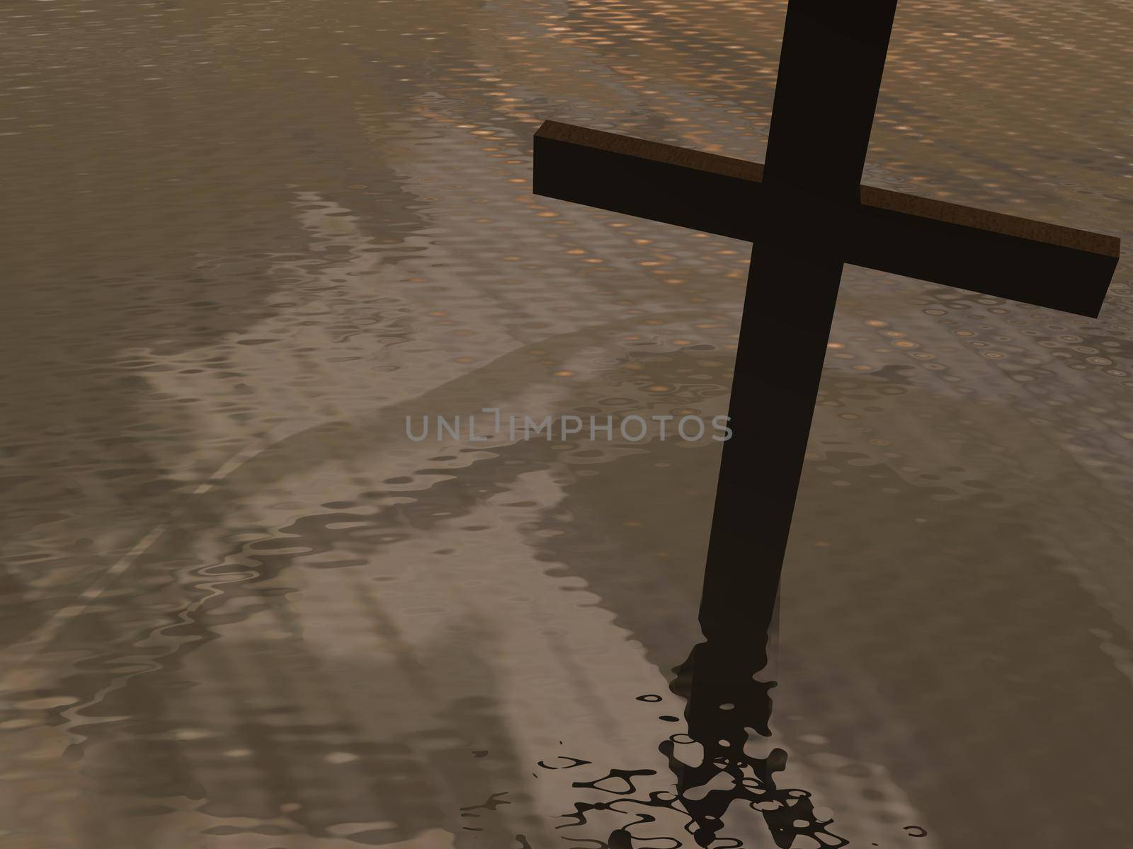 cross on clouds background - 3d render by mariephotos