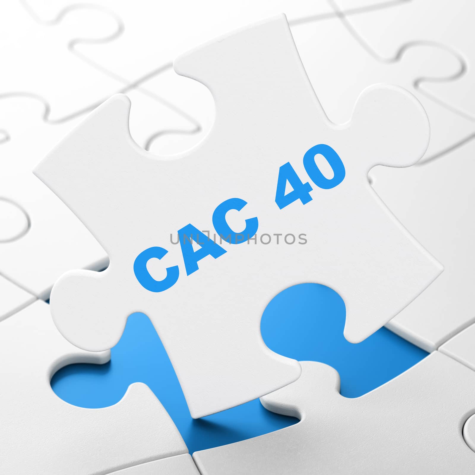 Stock market indexes concept: CAC 40 on White puzzle pieces background, 3D rendering