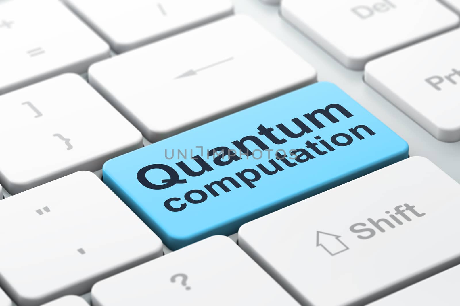 Science concept: Quantum Computation on computer keyboard background by maxkabakov