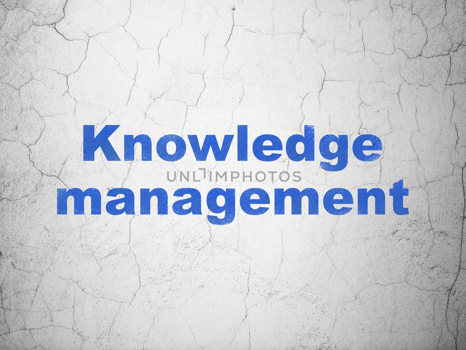 Learning concept: Knowledge Management on wall background by maxkabakov