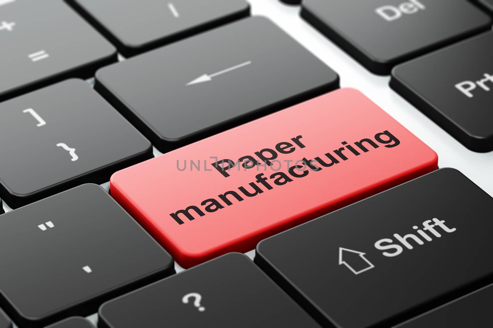 Manufacuring concept: Paper Manufacturing on computer keyboard background by maxkabakov