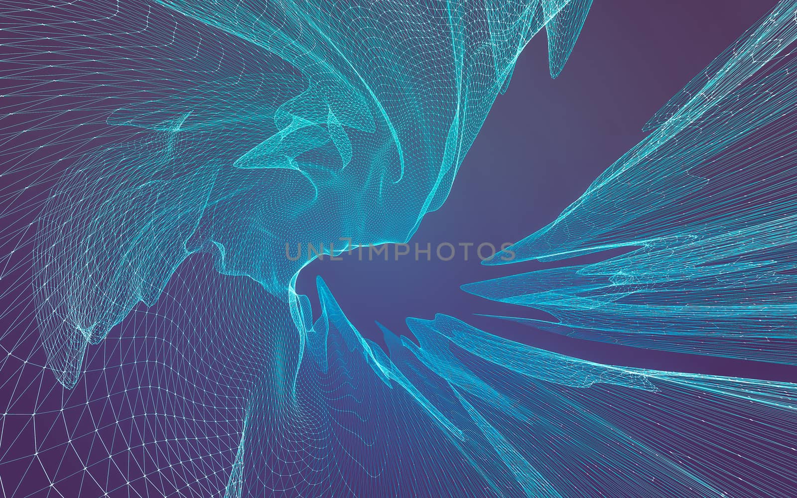 Abstract polygonal space low poly dark background with connecting dots and lines. Connection structure. 3d rendering