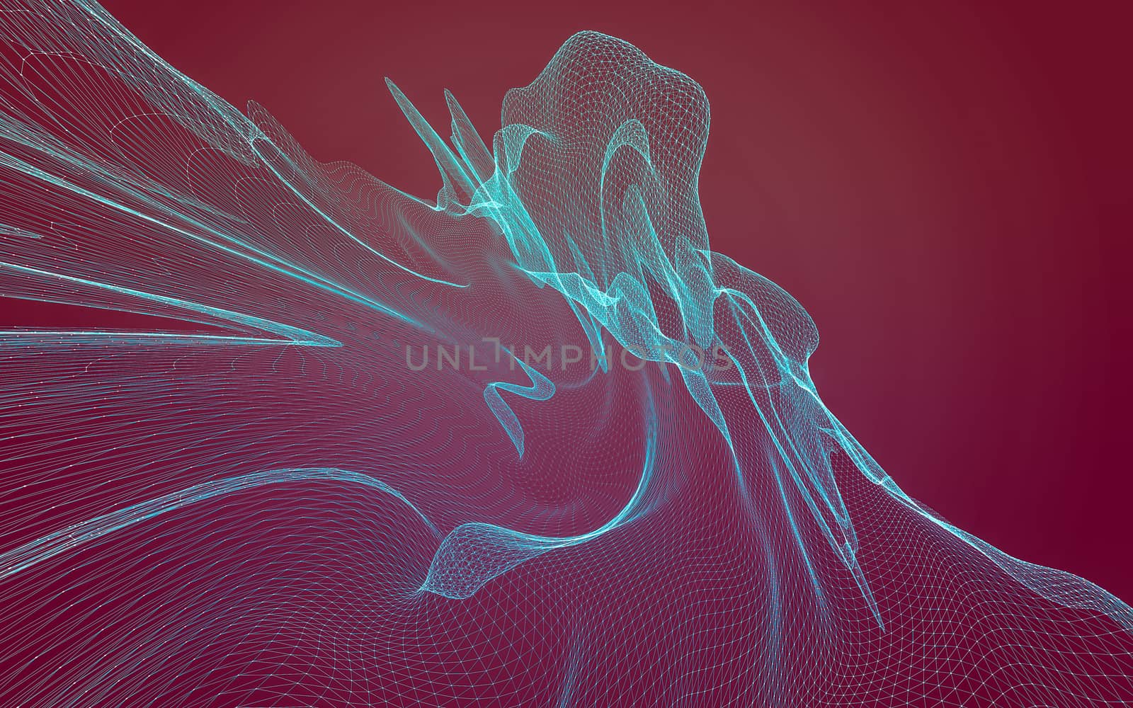 Abstract polygonal space low poly dark background with connecting dots and lines. Connection structure. 3d rendering