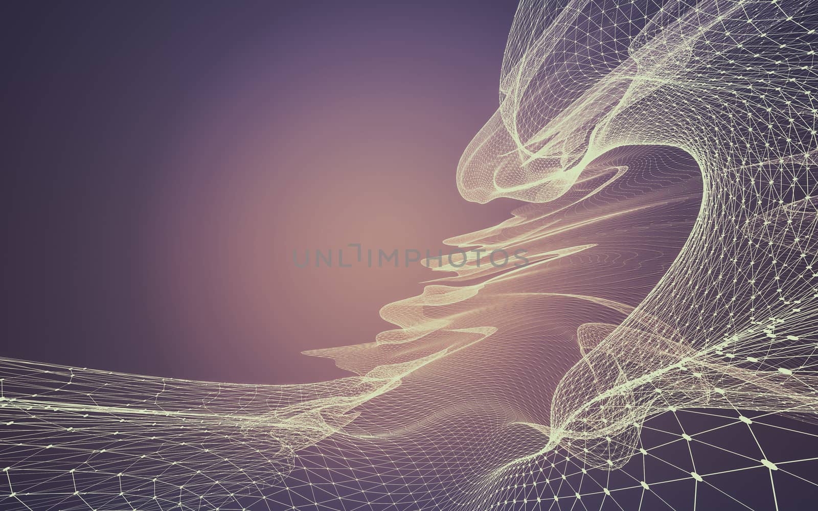 Abstract polygonal space low poly dark background with connecting dots and lines. Connection structure. 3d rendering