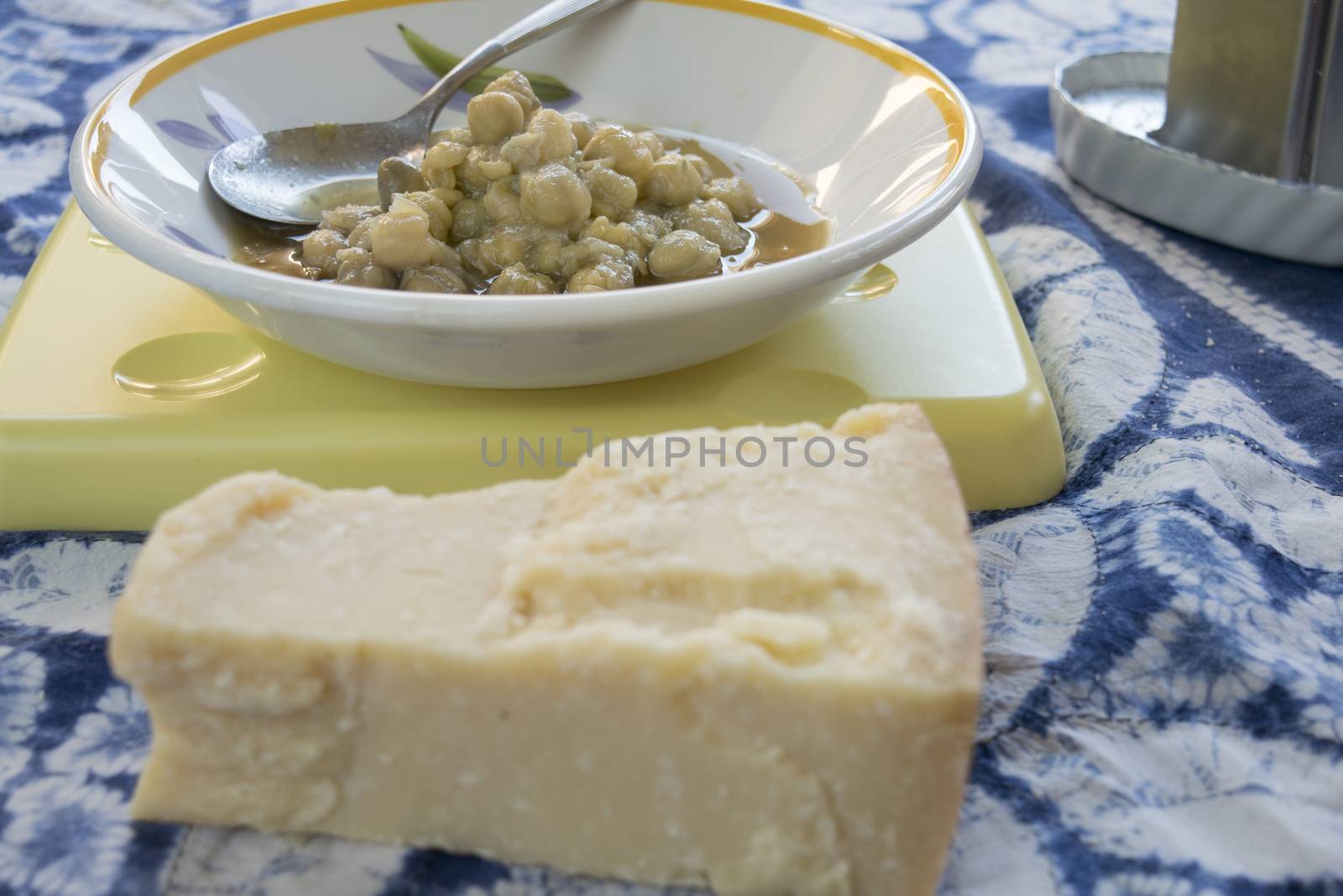 chickpeas soup and parmesan cheese