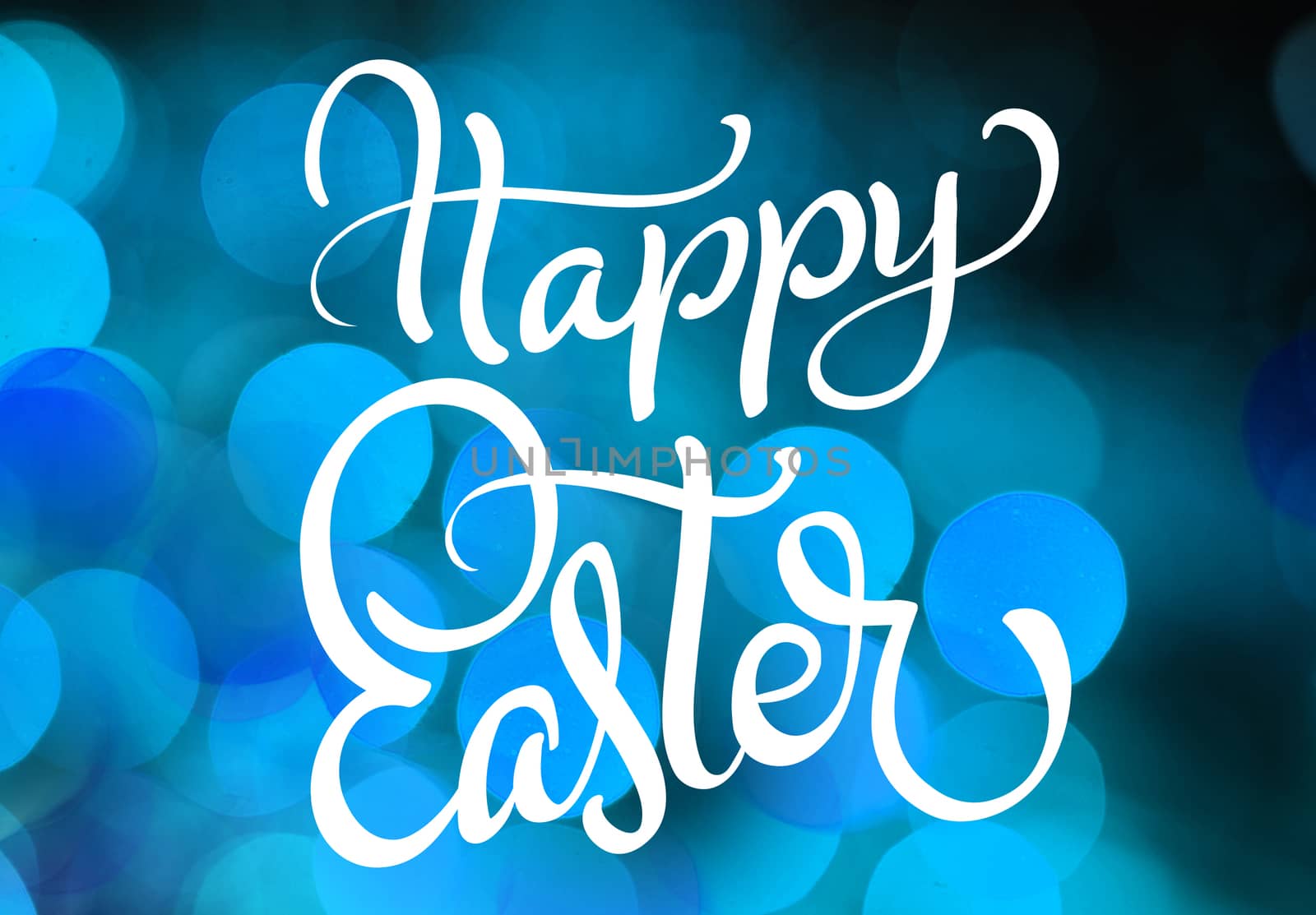 City night lights Filtered color and text Happy Easter. Calligraphy lettering by timonko