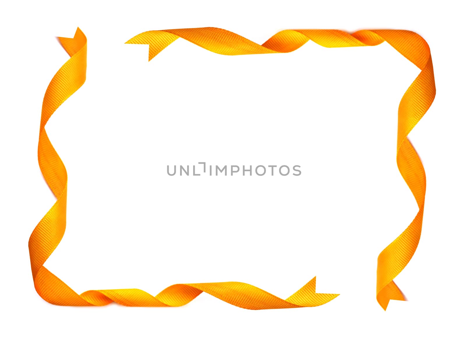 orange ribbon frame on a white background and space for text by timonko