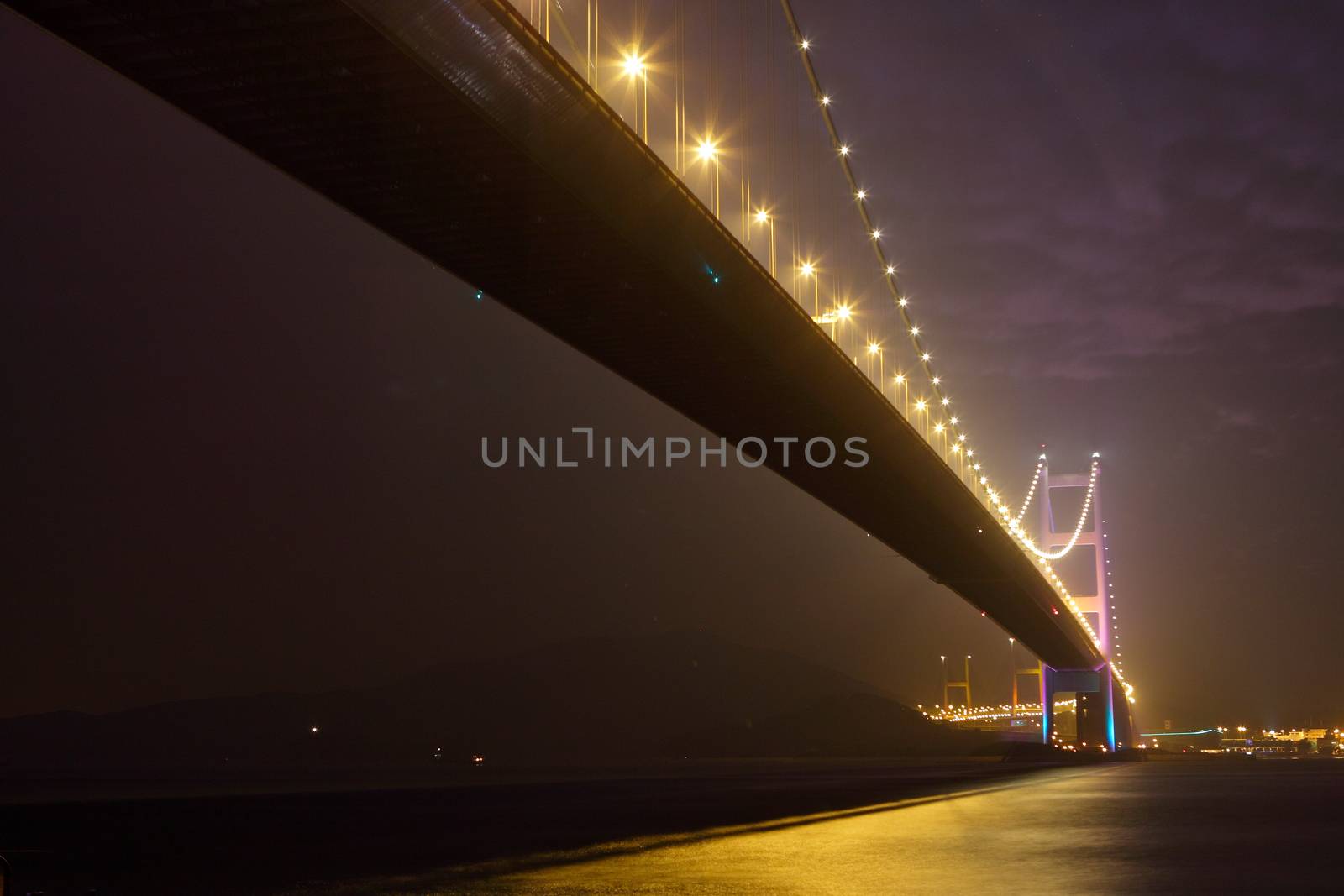 night scene of Tsing Ma bridge  by cozyta