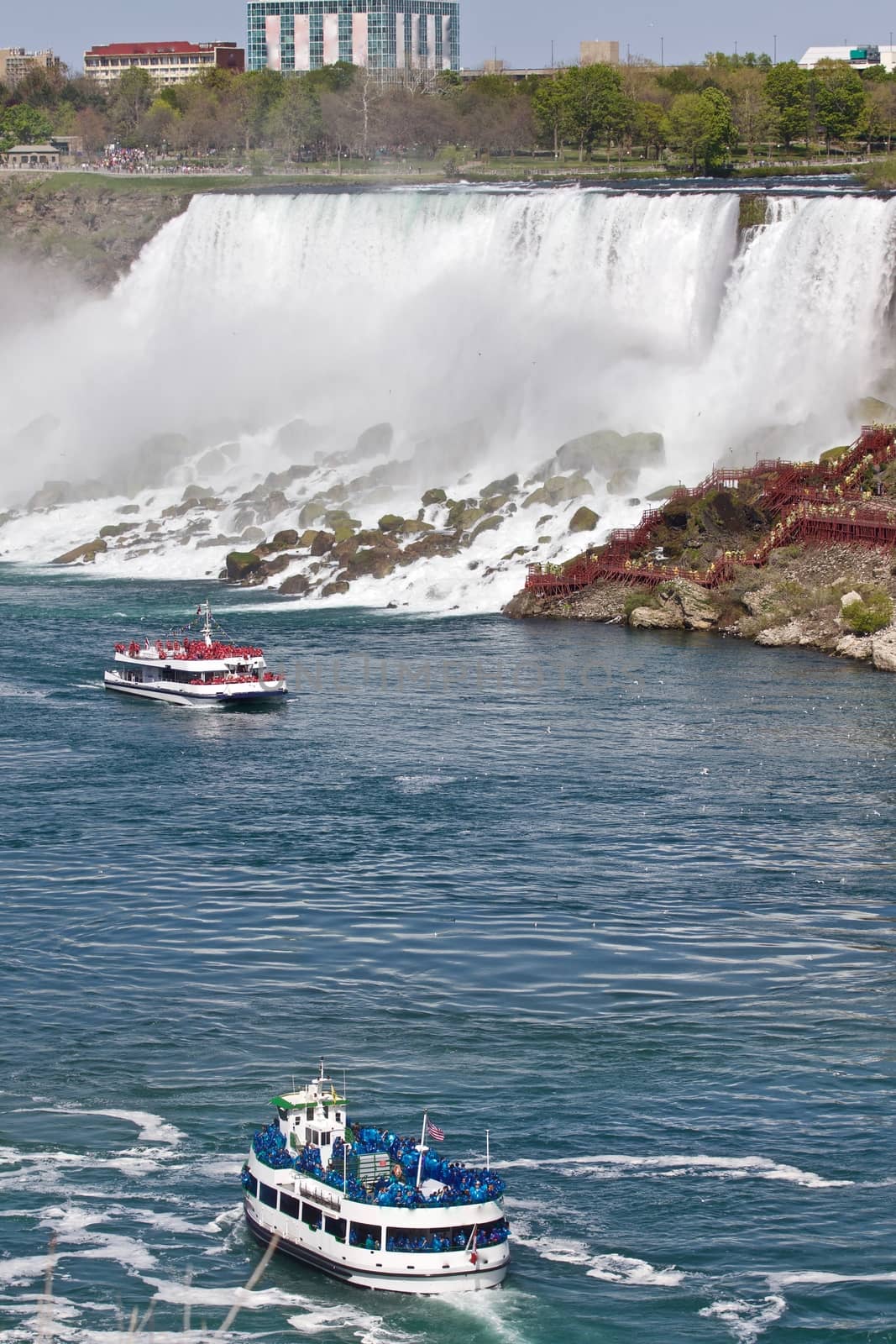 Beautiful isolated image of two ship and amazing Niagara waterfall by teo