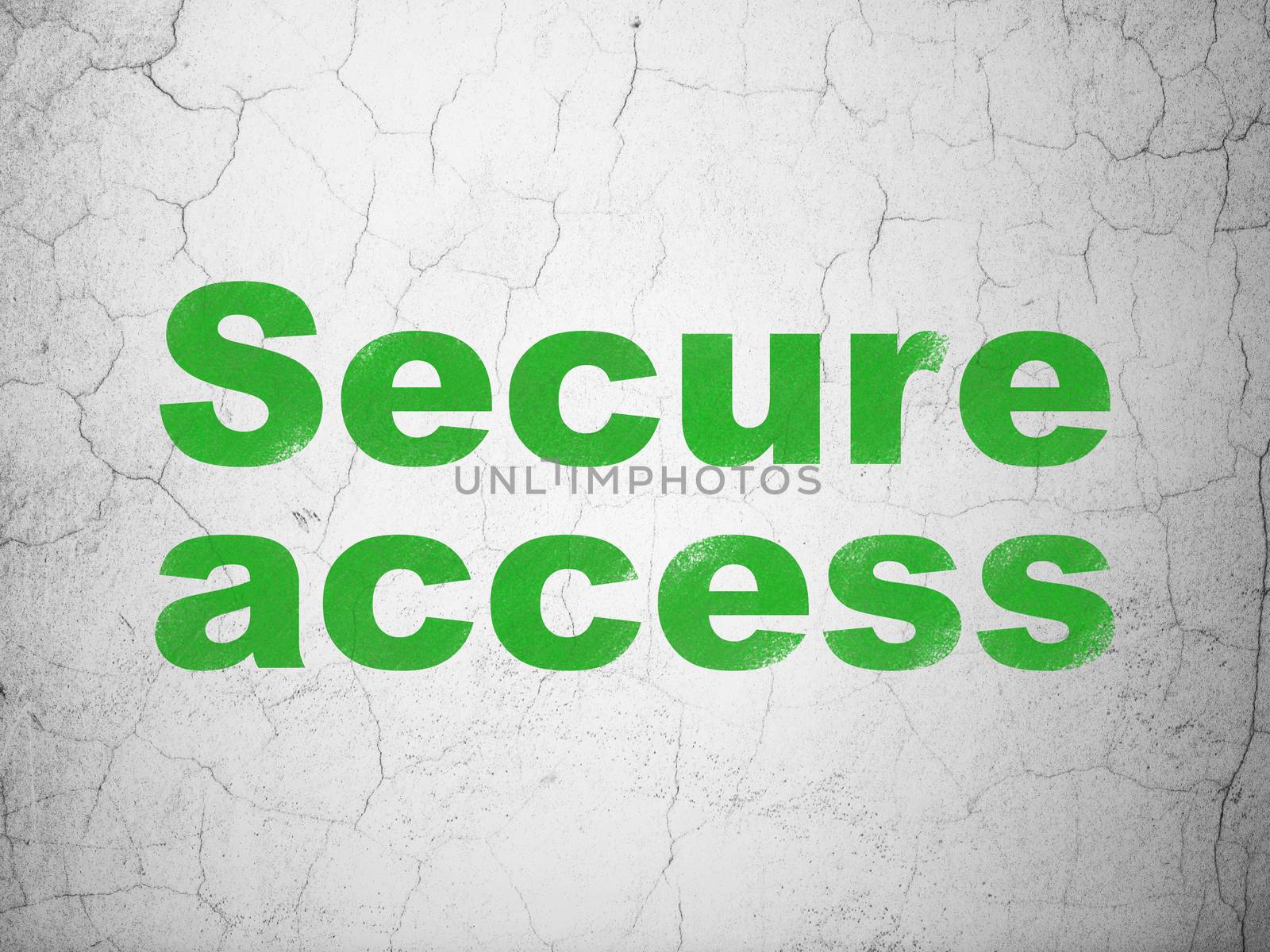 Security concept: Green Secure Access on textured concrete wall background