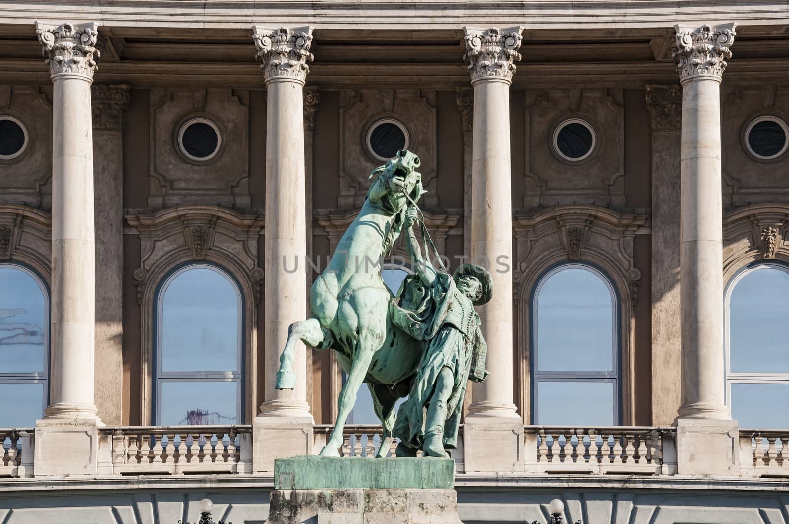 Statue of the Royal Palace in Buda, Budapest, Hungary