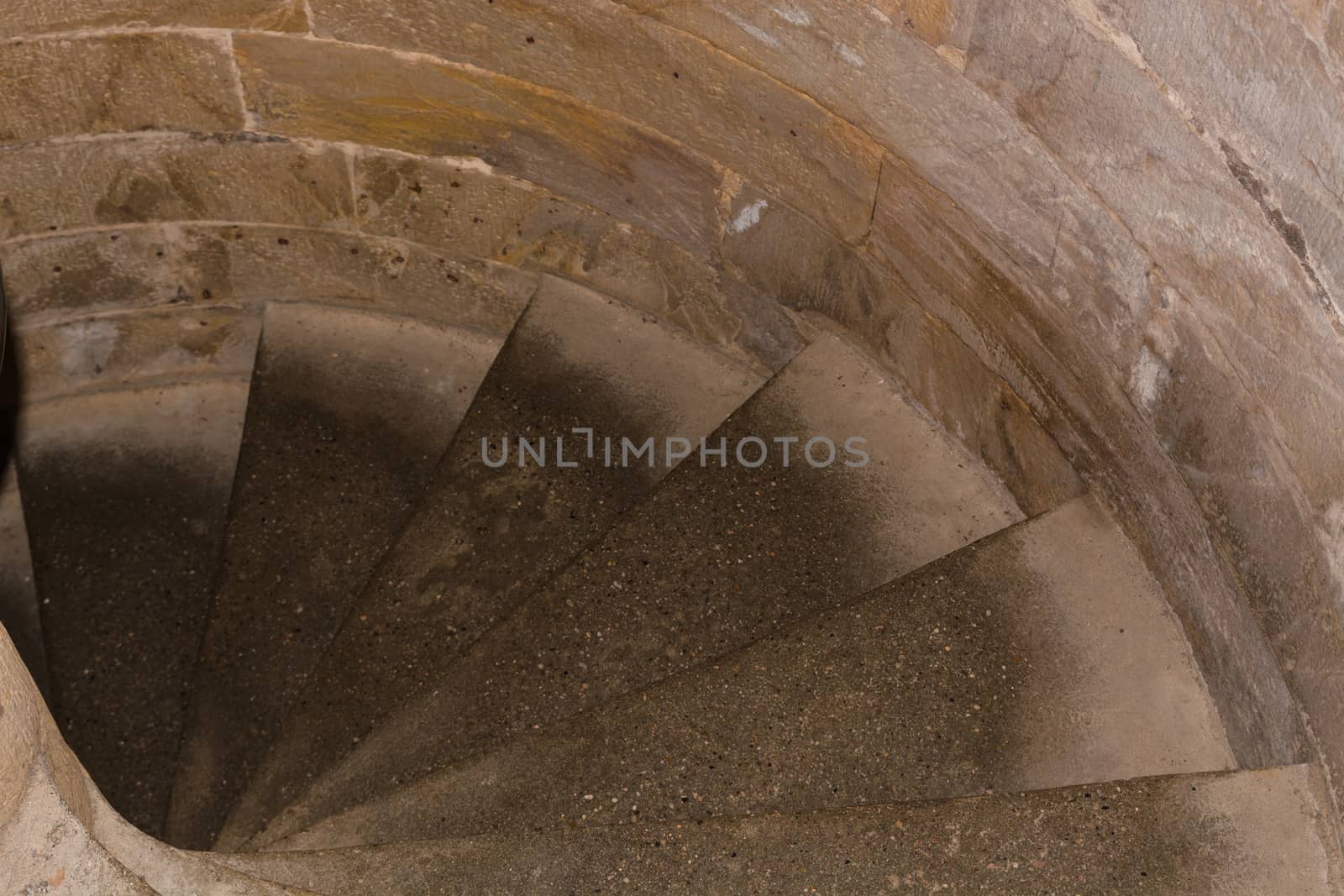 Thread staircase steps of a spiral staircase in a historic tower