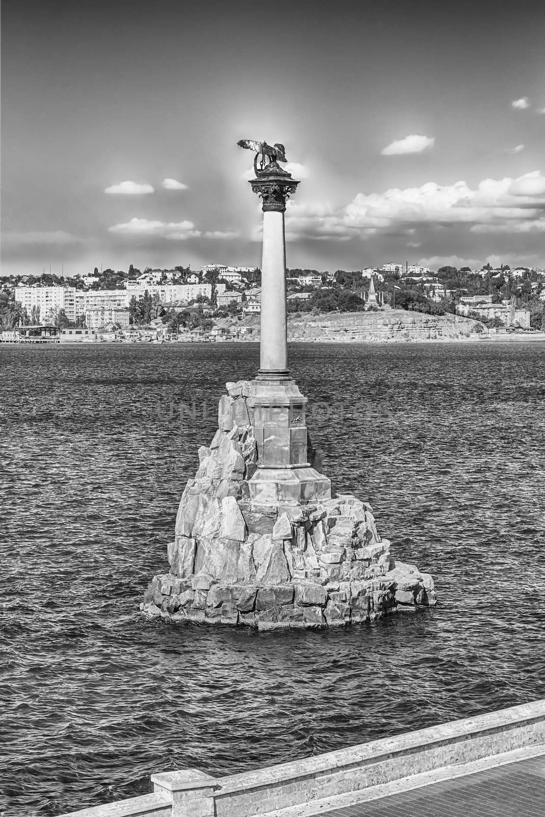 Sunken ships memorial, iconic monument and landmark in Sevastopol, Crimea