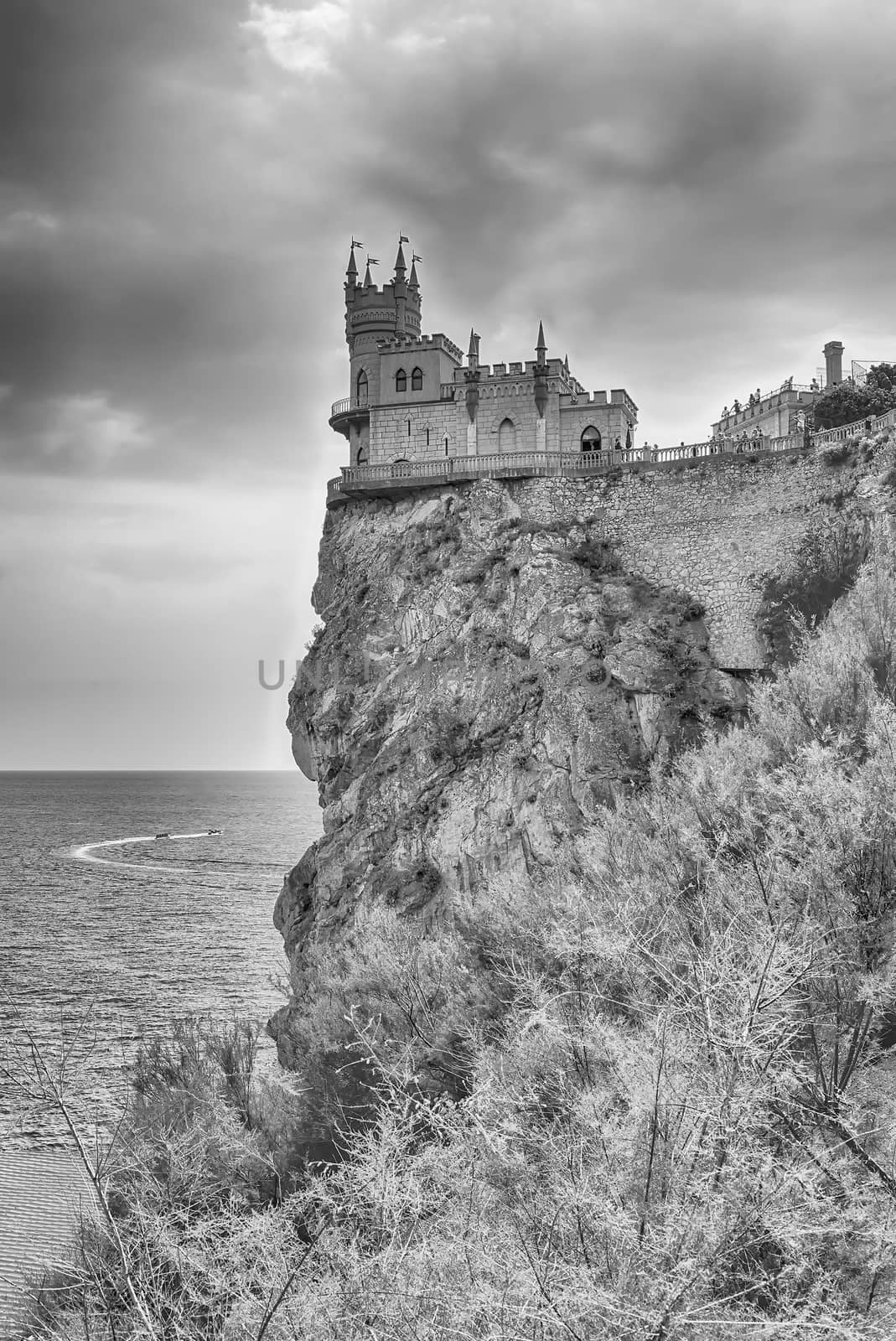 Swallow's nest, scenic castle and iconic landmark over the Black Sea in Yalta, Crimea