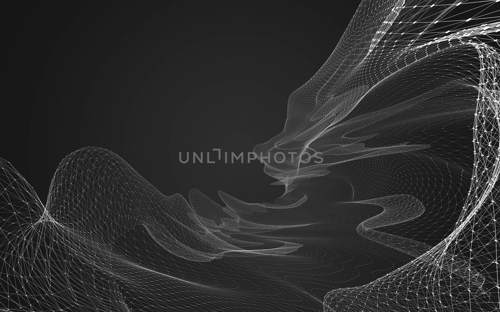 Abstract polygonal space low poly dark background with connecting dots and lines. Connection structure. 3d rendering