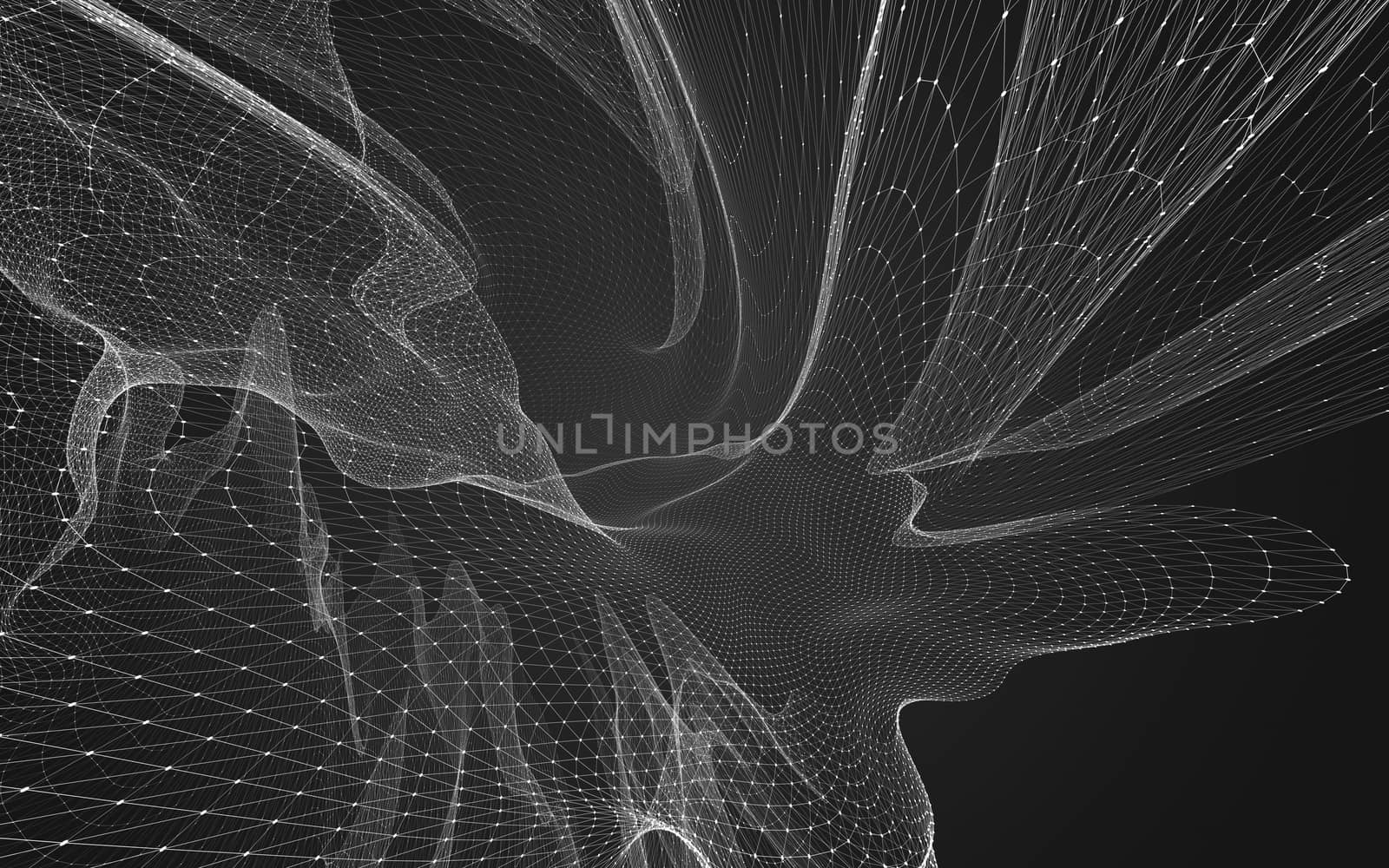 Abstract polygonal space low poly dark background with connecting dots and lines. Connection structure. 3d rendering