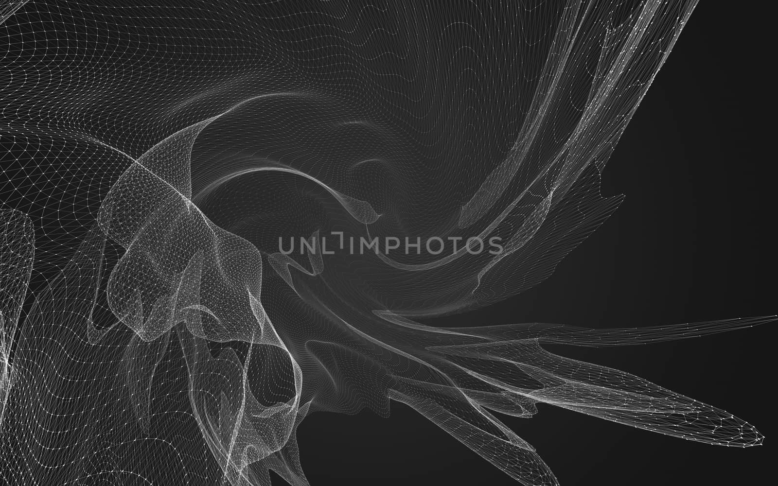 Abstract polygonal space low poly dark background with connecting dots and lines. Connection structure. 3d rendering