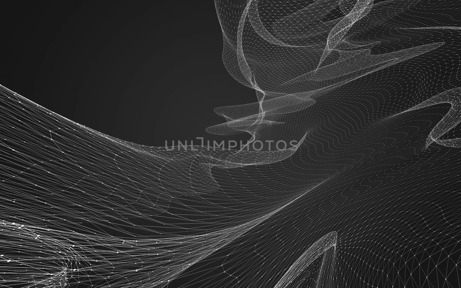 Abstract polygonal space low poly dark background with connecting dots and lines. Connection structure. 3d rendering