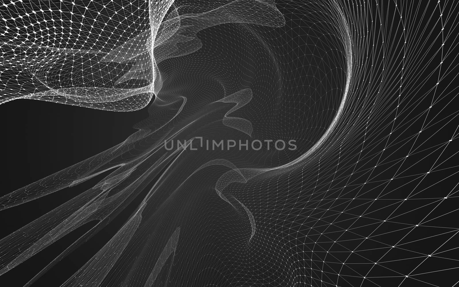 Abstract polygonal space low poly dark background with connecting dots and lines. Connection structure. 3d rendering