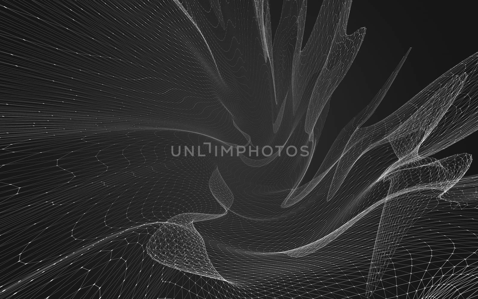 Abstract polygonal space low poly dark background with connecting dots and lines. Connection structure. 3d rendering