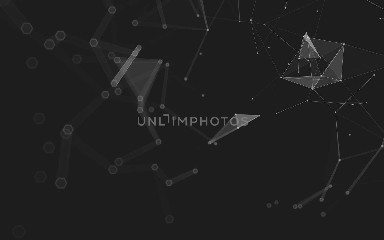 Abstract polygonal space low poly dark background with connecting dots and lines. Connection structure. 3d rendering