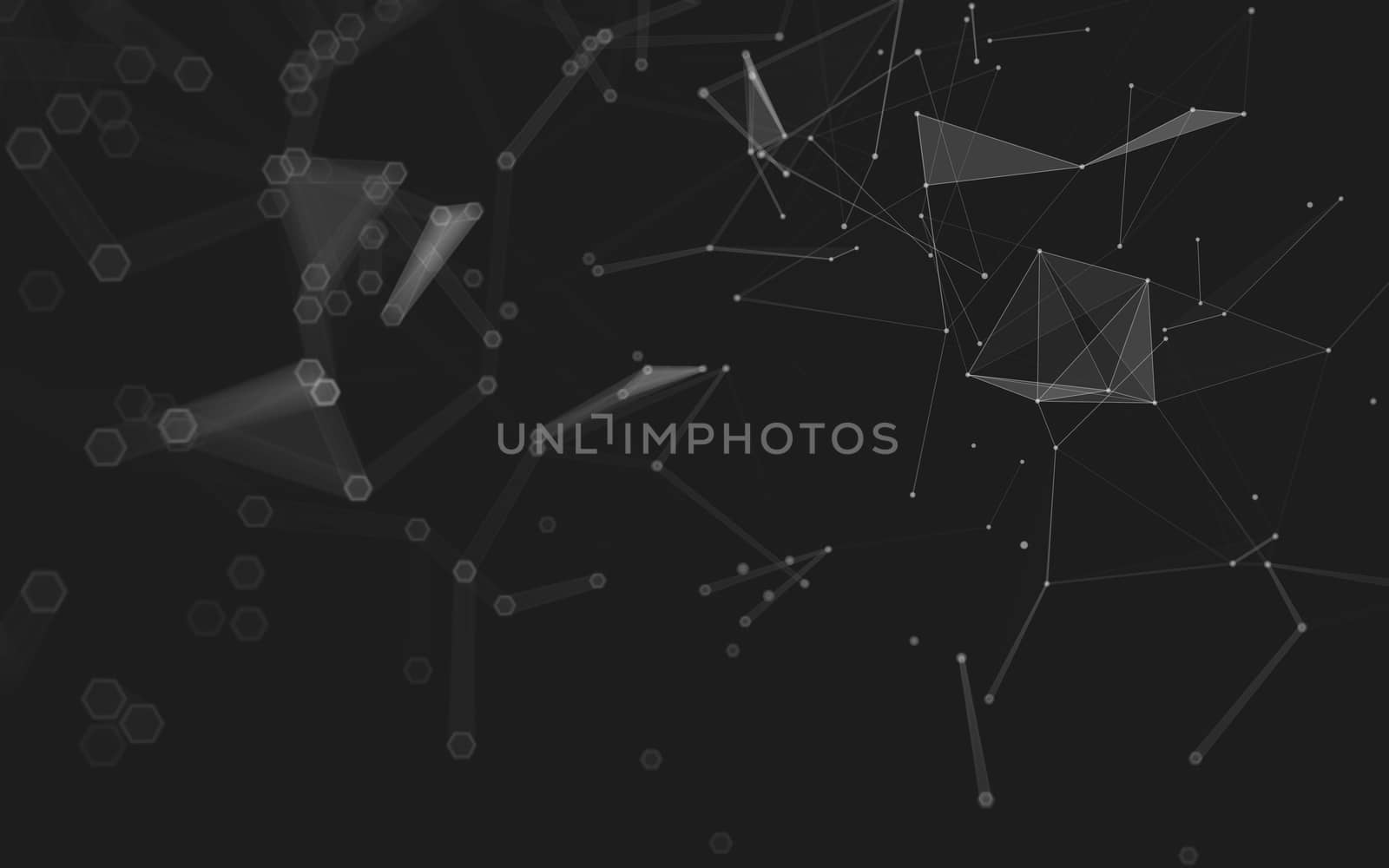 Abstract polygonal space low poly dark background with connecting dots and lines. Connection structure. 3d rendering