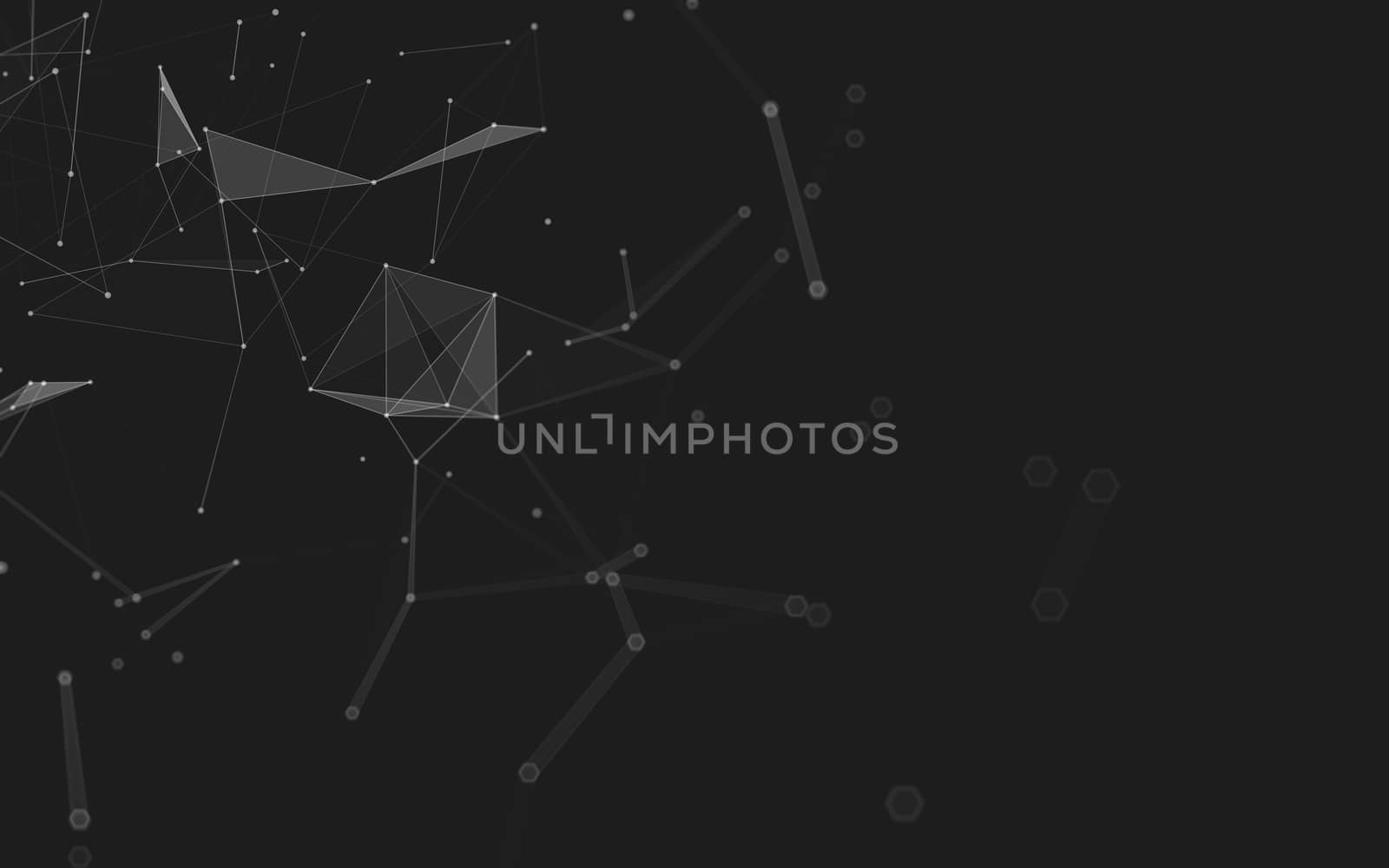 Abstract polygonal space low poly dark background with connecting dots and lines. Connection structure. 3d rendering