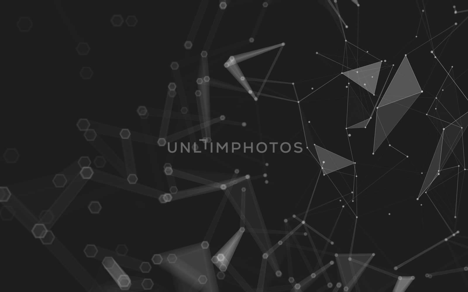 Abstract polygonal space low poly dark background with connecting dots and lines. Connection structure. 3d rendering