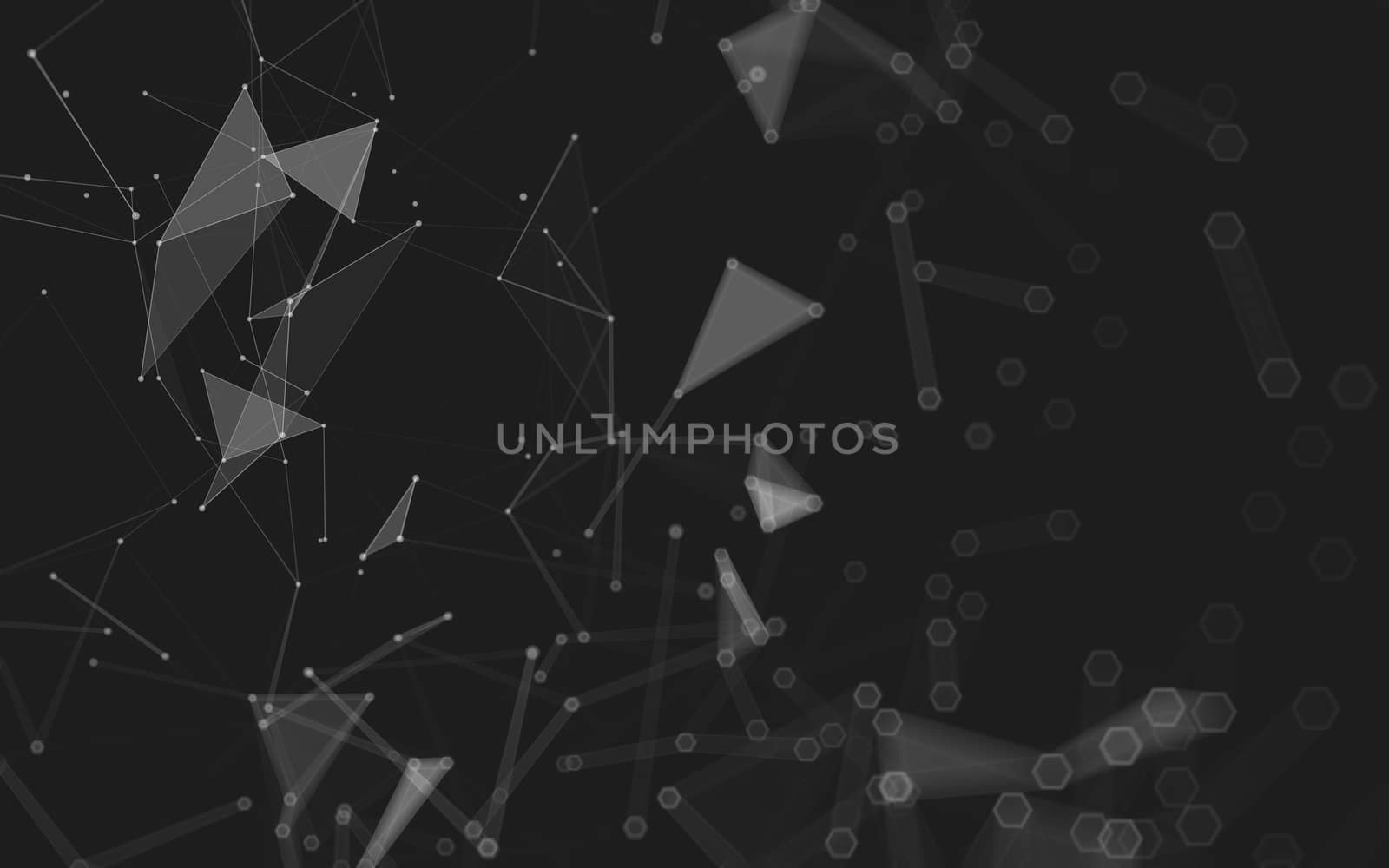 Abstract polygonal space low poly dark background with connecting dots and lines. Connection structure. 3d rendering