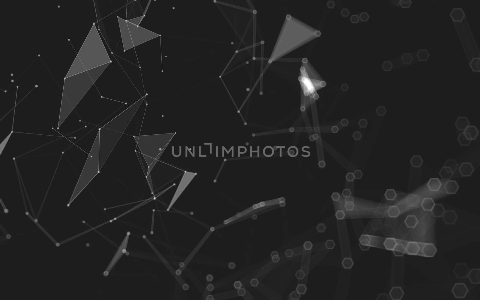 Abstract polygonal space low poly dark background with connecting dots and lines. Connection structure. 3d rendering