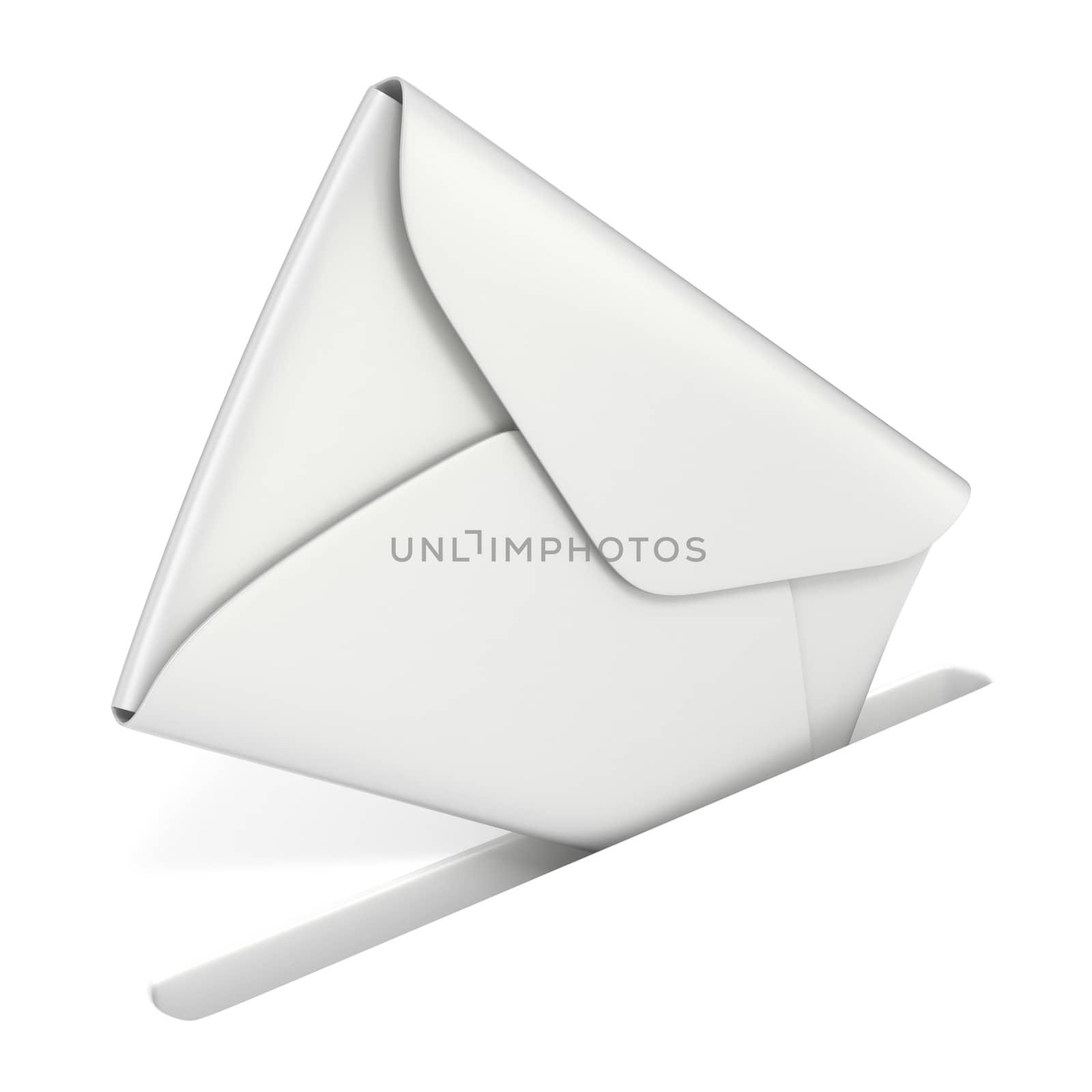 Blank white envelope falls into the slot. Sending mail concept 3D render illustration isolated on white background