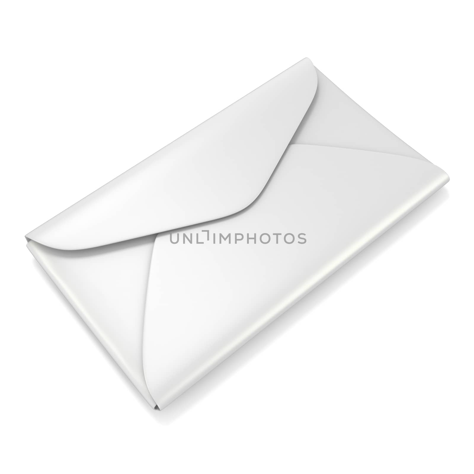 Blank white envelope 3D render illustration isolated on white background