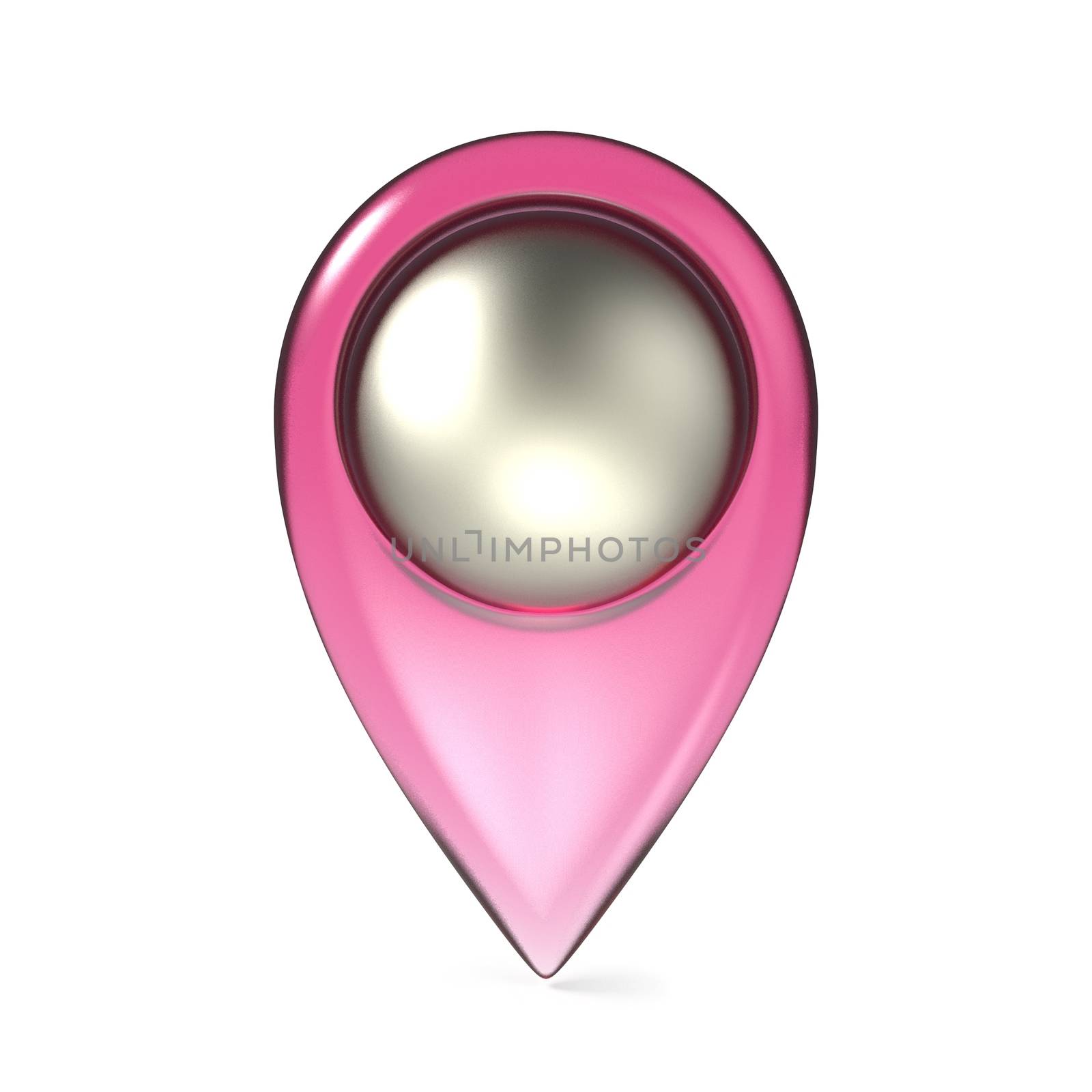 Pink map pointer 3D render illustration isolated on white background