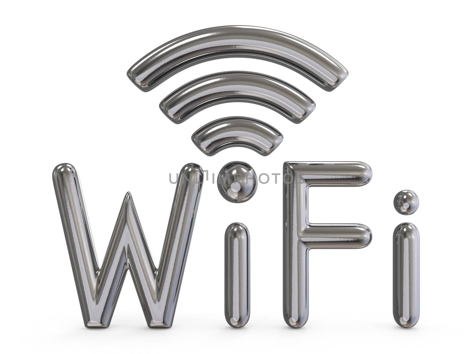 Metal grey WiFi sign 3D render illustration isolated on white background