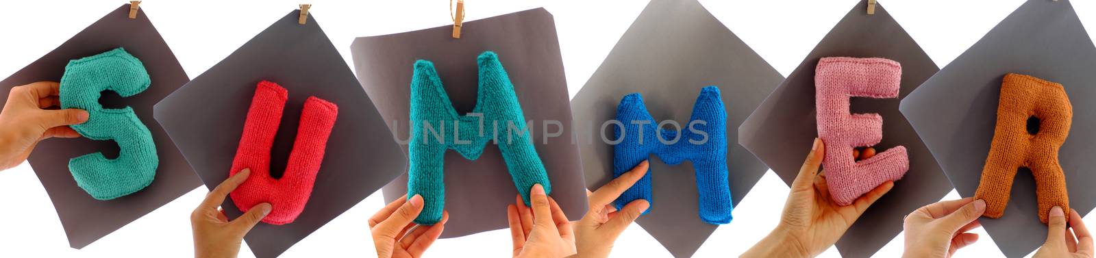 Summer background from knitted alphabet by xuanhuongho